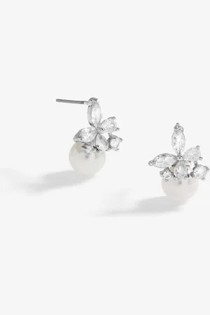 Jon Richard Cubic Zirconia Butterfly Pearl EarringsEn