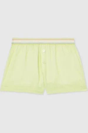 Reiss Kiera Linen-Blend Contrast-Waist Boxer ShortsStor