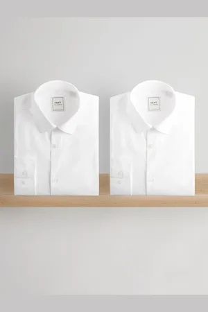 Next Easy Care Long Sleeve Single Cuff Shirts 2 Pack48cm R (UK 19 R)