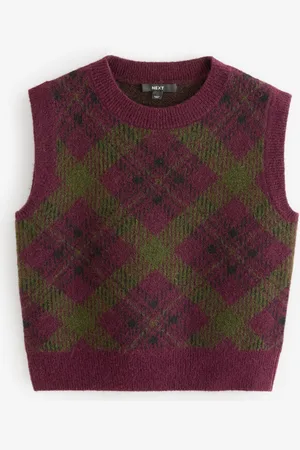 Next Sleeveless Crew Neck Knitted Jumper Tank Vest Top with WoolS Reg
