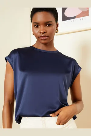 Love & Roses Satin Front Jersey Back Crew Neck Top40