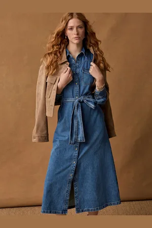 Next Western Midi 100% Bomuld Denim Skjortekjole44 Høj