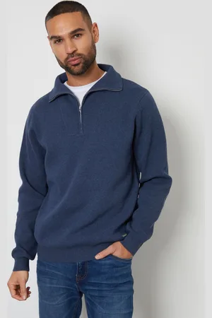 Threadbare Rib Panel Quarter Zip Jumper
