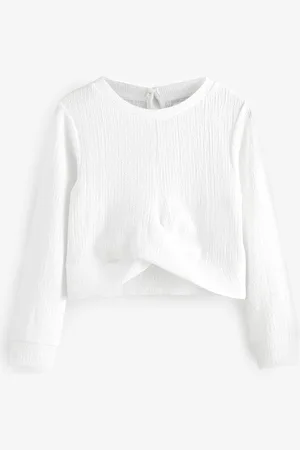 Next Wrap front tekstureret langærmet top (3-16år)12 år (152cm)
