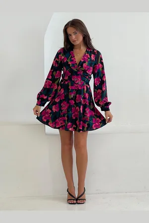 Girl in Mind Mini Ruth Blomster Wrap Skater Kjole40