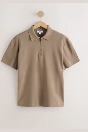 Next Relaxed Fit Premium Kortærmet Knit Quarter Zip Polo-skjorterSmall