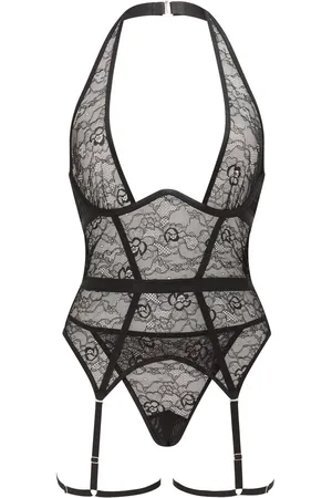Ann Summers Addicted To You Cross Over Neck Crotchless Lace Cami Suspendersmall