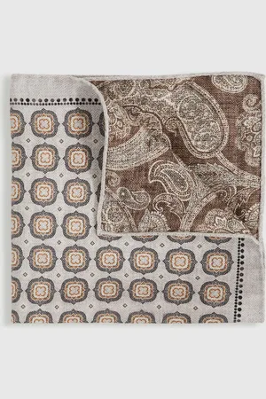 Reiss Volpe Silk Medallion Reversible Pocket Squareonesize