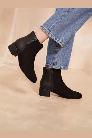 Friends Like These Zip Low Heel Ankle Faux Leather and Suede Boots