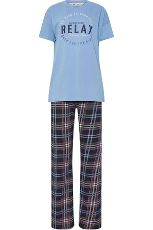 Long Tall Sally Relax! Self Care Wid Ben 100% Bomuld Pyjamassæt10-12 høj