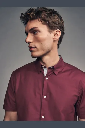 Next Slim Fit Stræk Oxford Kortærmet Skjorte3XL