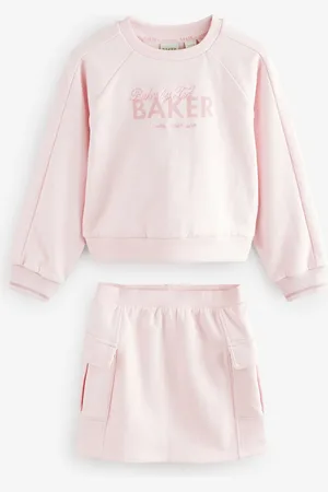 Ted Baker Pink 100% Cotton Sweat Top and Cargo Skirt Set6 år (116cm)