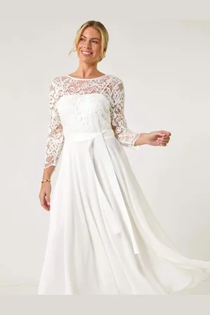Roman Petite Lace Tie Waist Maxi Dress38
