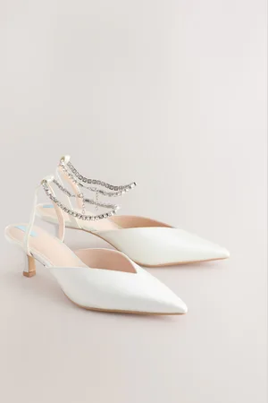 Next Forever Comfort Wedding Point Toe Jewel Ankle Kitten Bridal Heelseu41