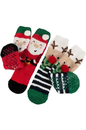 Totes Supersoft Winter Slipper Christmas Socks 2 Pack7 - 10 år (122 - 140cm)