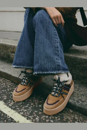 Next Forever Comfort Leather Borg Chunky Wedge Lace-Up Trainers