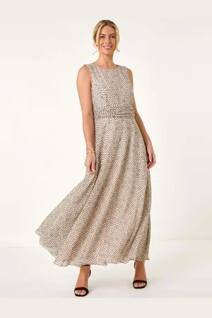 Roman Petite Spot Tryk Ruched Waist Midi Kjole36