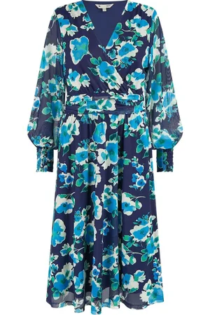 Yumi Floral Mesh Wrap Dress With Long Sleeves40