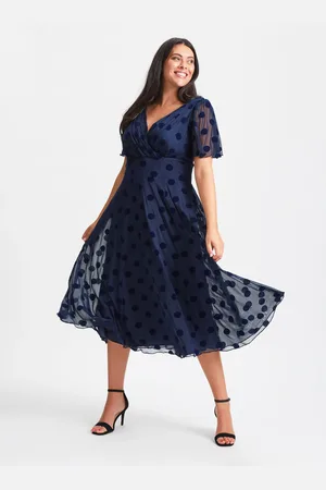 Scarlett & Jo Victoria Flock Spot Angel Sleeve Mesh Midi long Dress44