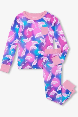 Hatley Purple Airbrush Dolphins Bamboo Pyjamas Set98104cm