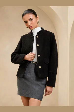 Lipsy London Børstet Textured Short Swing Bomber Jakke42