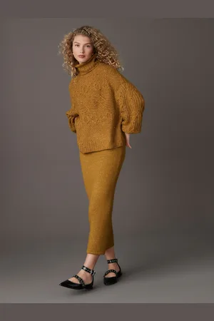 Next Neppy Knitted Column Midi Skirt with Wool2XL Reg