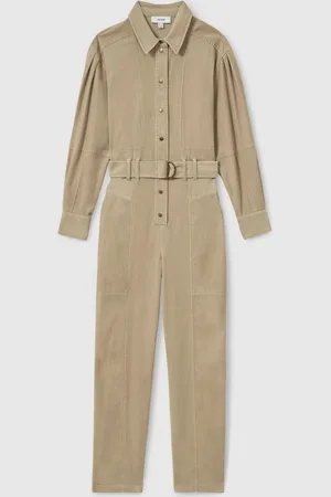 Reiss Mara Cotton Corduroy Tapered Jumpsuit With Stretch42