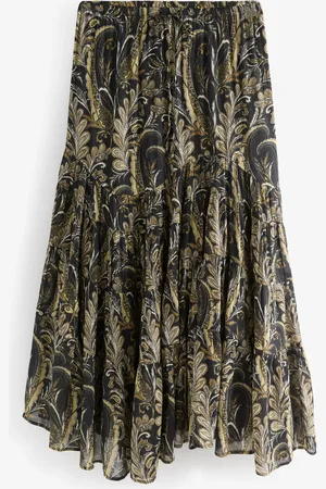 Next 100% Cotton Boho Tiered Midi Skirtxsmall