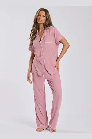 Loungeable Rib Jersey Short Sleeve Traditional And Long Pyjamassmall
