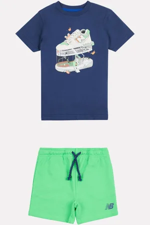 New Balance Kids Fitness Centre Illustrated 100% Cotton T-Shirt & FT Shorts Set8692cm
