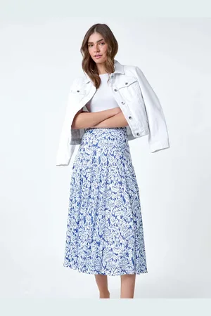 Roman Paisley Print Stretch Midi Skirt38