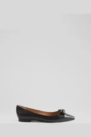 LK Bennett Mabel Nappa Leather Eyelet Bow Flats