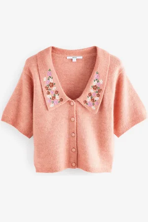 Next Blomster Broderet Kortærmet Collared CardiganM Reg