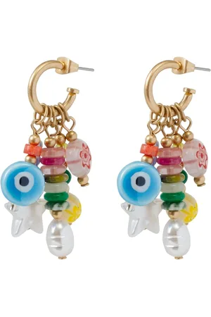 Bibi Bijoux Gold Tone Multi Beaded Hoop Earringsen