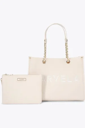 Carvela Cream Sorrento Midi Chain Tote Bagen