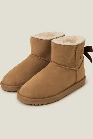 Accessorize Bow Faux Fur-Lined Suedette Boots