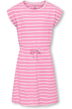 ONLY Pink Short Sleeve Stripe 100% Cotton Jersey Dress110116cm