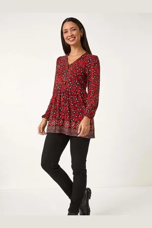Roman Abstract Printed V-Neck Tunic Top40