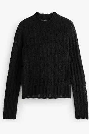 Next Lace Pointelle Stitch Long Sleeve Top with WoolXL almindelig