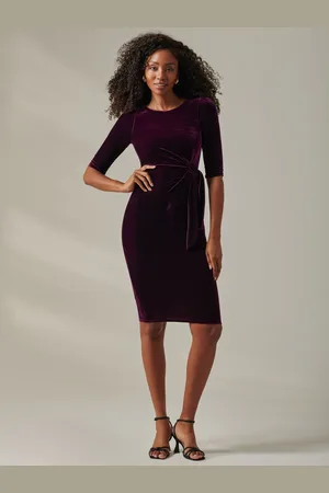 Jolie Moi Velvet Side Tie Midi Dress40
