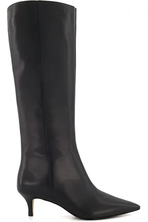 Dune Smooth Kitten Heel Point Knee-High Boots