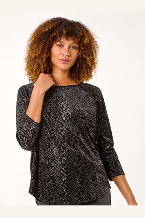 Roman Foil Spot Print Velvet Top48