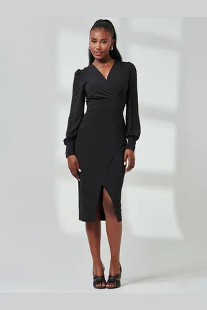 Jolie Moi Jersey Wrap Slit Pencil Dress38