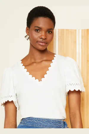 Love & Roses T-shirt med kammusling V-hals 100% bomuld42