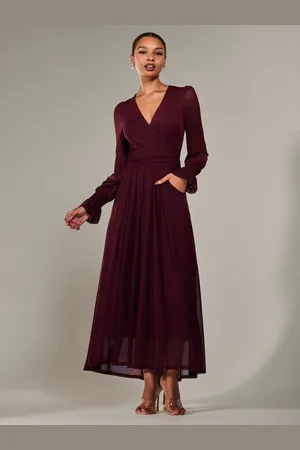 Jolie Moi Long Sleeve Mesh Maxi Dress