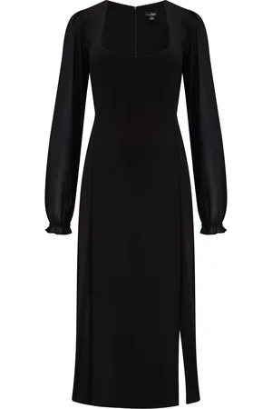 Pour Moi Jessica Chiffon Sleeve Bodycon Stræk Ponte Midi Kjole40