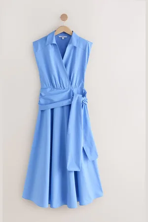 Next Cap Sleeve Tie Waist Shirt 100% Cotton Dress42