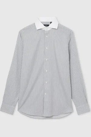 Reiss Ascot Cotton-Lyocell Stripe Shirtmedium