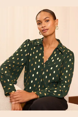 Love & Roses V Neck Foil Long Sleeve Shirt38