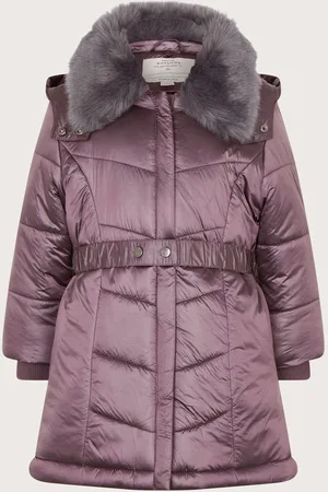 Monsoon Metallic Chevron Faux Fur Collar Coat11 - 12 år (146 - 152cm)